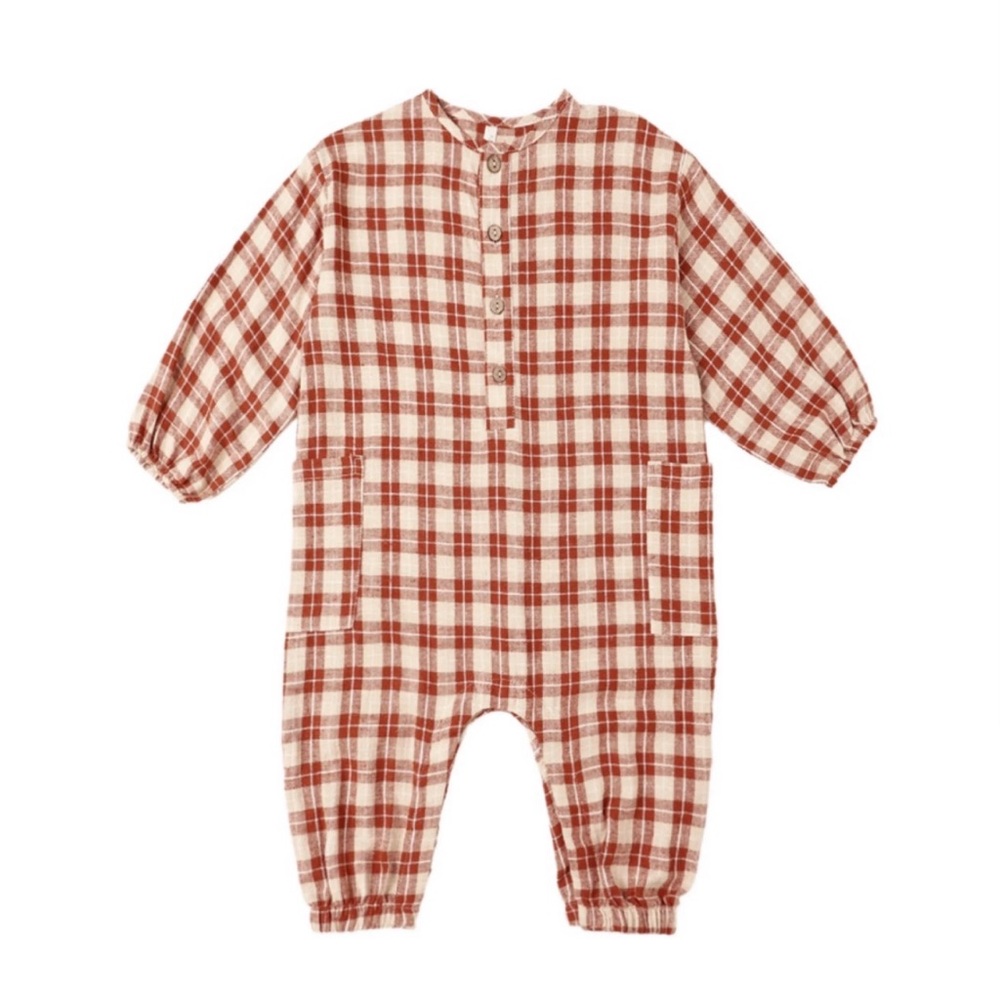Rylee & Cru Relaxed Woven Jumpsuit - Red Plaid